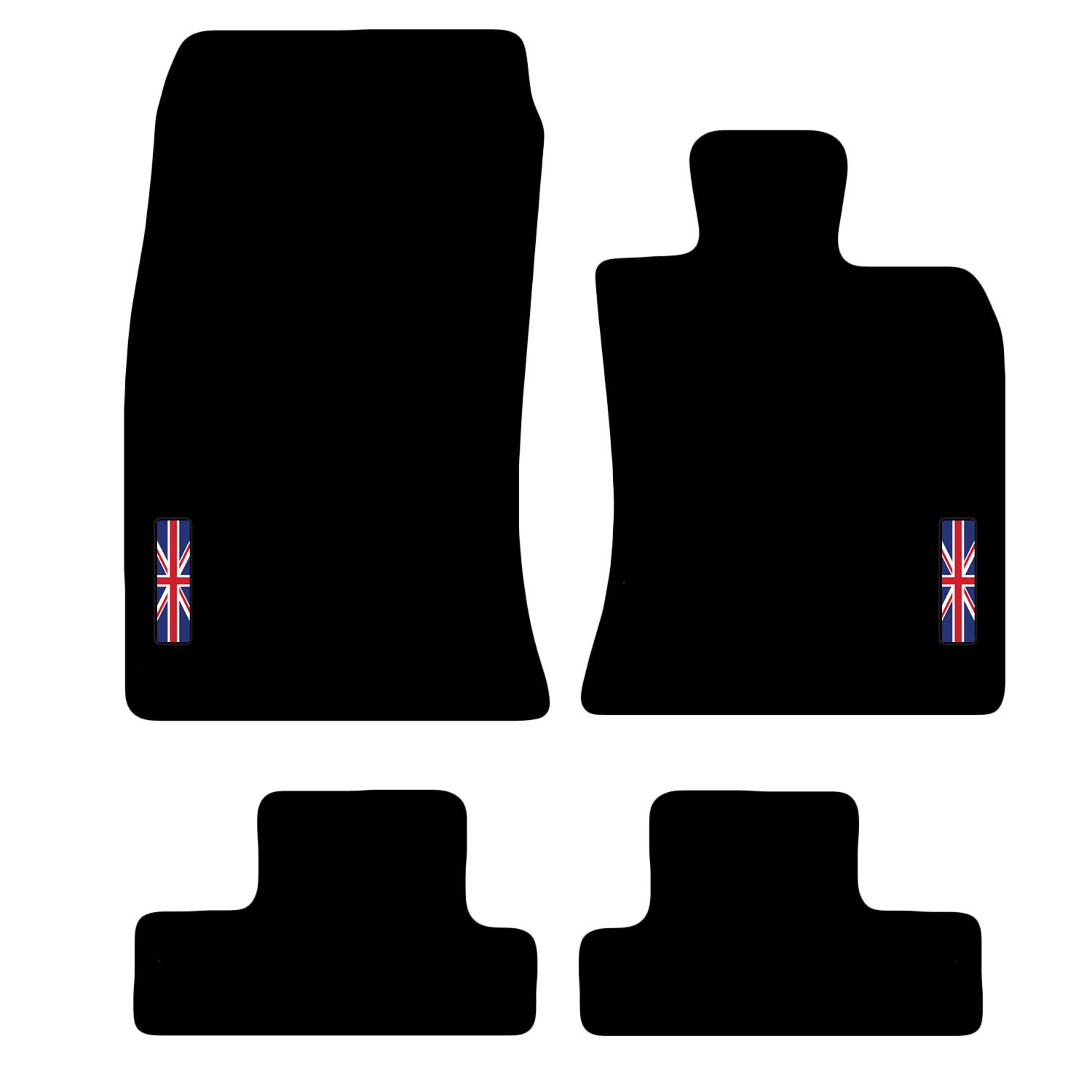 Carsio Carpet Car Mats For MINI Convertible 2004 to 2007 (R52) with Union Jack Flag logo Tailored Fit Floor Mat Complete Accessory Custom Fitted - All Weather, Anti-Slip Backing & Black Trim