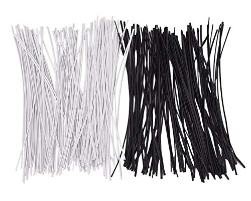 ACE SELECT DS.Distinctive Style 6 Inch Metallic Cable Ties Set of 200 Bread Bag Ties Wire Twist Ties for Cord Management - Black and White