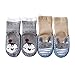 SKOLA 2 Thick Winter Warm Baby Toddler Anti Slip Skid Socks Grip Slipper Cotton(18-30 Months,Blue Rabbit/Gray Penguin)