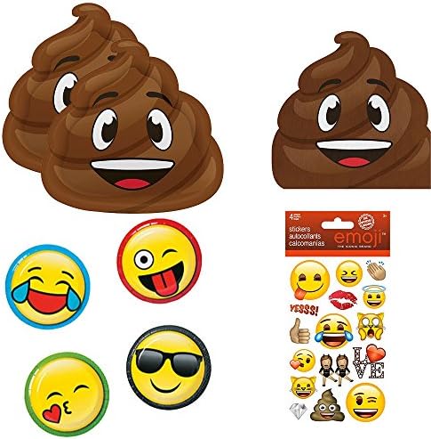 Poop Emojions Emoji party supplies for 16 guests - large and small plates, napkins, stickers