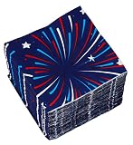Cocktail Napkins - 150-Pack Luncheon Napkins, Disposable Paper Napkins American Party Supplies, 2-Ply, Fireworks Design, Unfolded 10 x 10 inches, Folded 5 x 5 inches