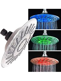 8" Circular LED Shower Head - Rainfall Color Changing Shower Head by Mindful Design (Oil Rubbed Bronze)