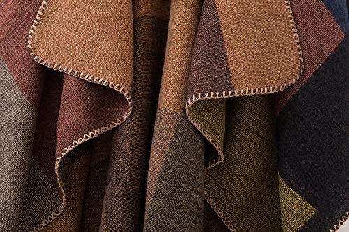 Urban CoCo Women's Color Block Shawl Wrap Open Front Poncho Cape - Image 4