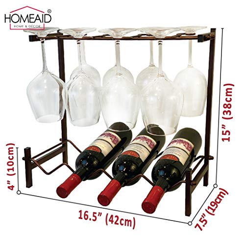 HOMEAID HOME & DÉCOR Wine Rack with Glass Holder Wine Glass Holder