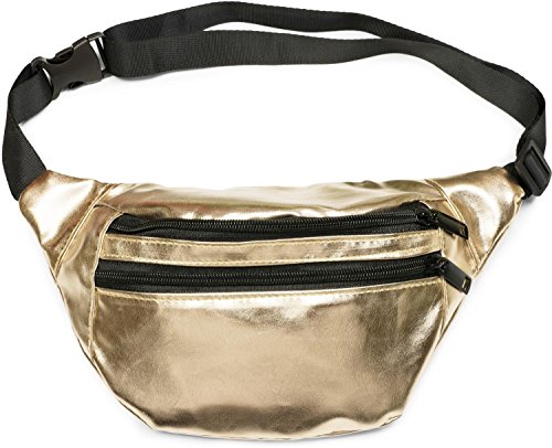styleBREAKER Metallic Look bumbag with Zip, Belt Bag, Hip Bag, Ladies 02012243, Colour:Gold
