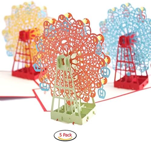 3D Greeting Cards Ferris Wheel Pop up Gift Cards 5 Boxs for Birthday &amp; Kids (3D Ferris wheel)