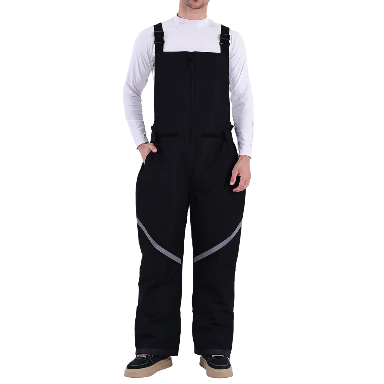 Photo 1 of Tearom Mens Bib Snow Pants Men Ski Bib Insulated Snow Bib Overalls Windproof Waterproof Ski Pants (3XL, Soft, Black)