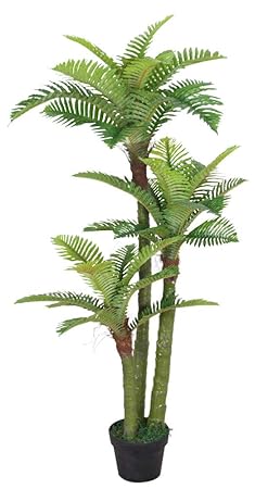 Decovego Palme Palmenbaum Königspalme Cocospalme Kunstpflanze Kunstbaum Künstliche Pflanze mit Topf 120cm