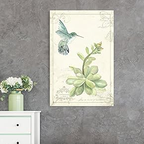 Vintage Style Humming Bird Flying Towards a Flower