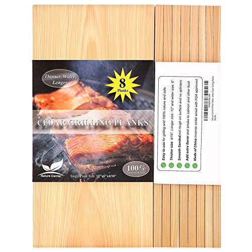 Nature Carrier 8 Pack Cedar Planks for Grilling Salmon/Fish with