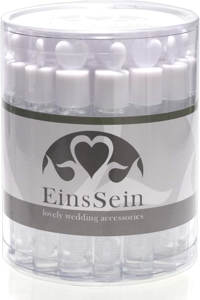 EinsSein 96x Wedding Bubbles White Love Tubes with 3D Heart Wand - Image 3