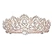 ANBALA Bridal Queen Tiara Crown, Luxury Bling Crystal Bridal Headband Prom Queen Pageant Princess Crown Hair Accessories for Women, Rose Gold
