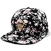 Yonala Fashion Floral Snapback Hip Hop Hat Flat Peaked Baseball Cap for Four Seasons,Black,One Size