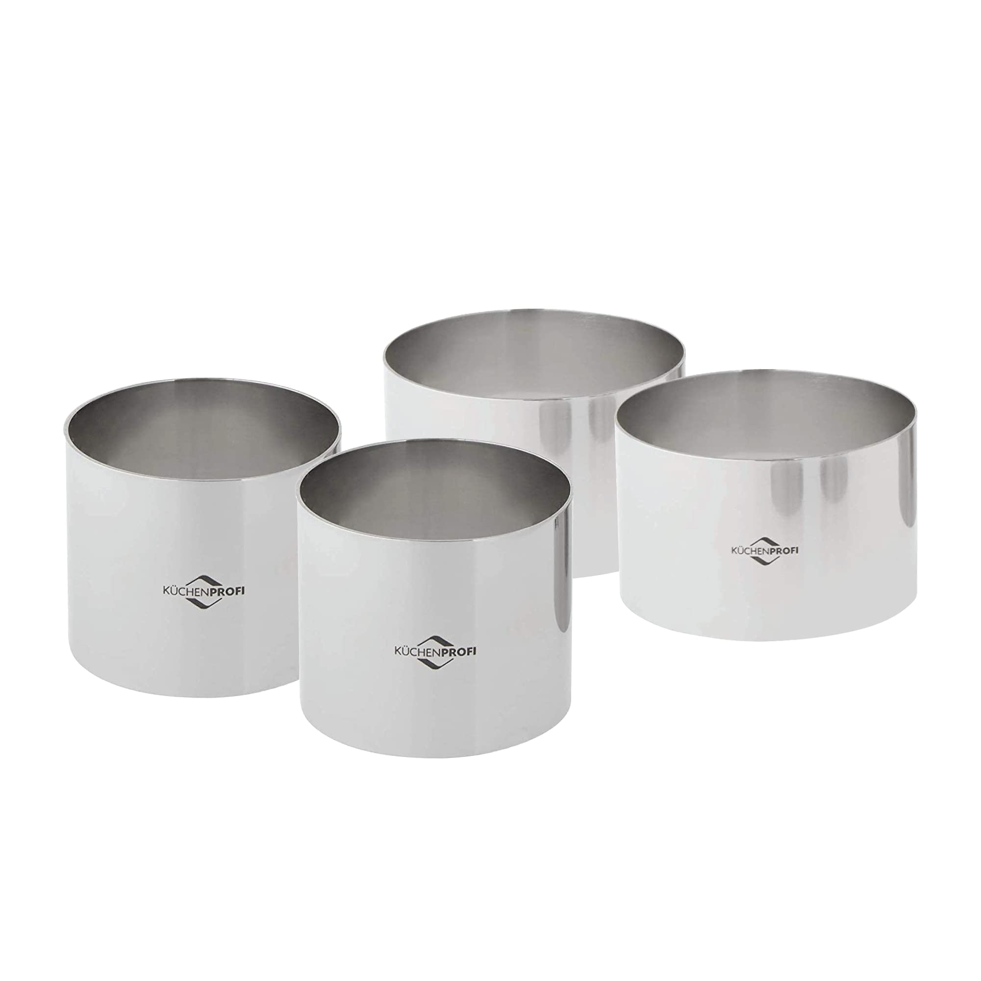 Kuchenprofi Rosti Dessert Decorating Ring Set Stainless Steel Silver 4 Piece Set 2 (6 cm x 6 cm x 5 cm) & 2 (8 cm x 8 cm x 5 cm)