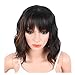 KRSI Fashion Hairstyles Black Mix Brown Synthetic Wigs for Black White African American Women Heat Resistant Natural Wavy Women's Custom Cosplay Party Wigs 14inch+Free Wig Cap
