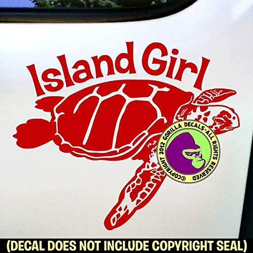 ISLAND GIRL Sea Turtle Ocean Vinyl Decal Sticker A