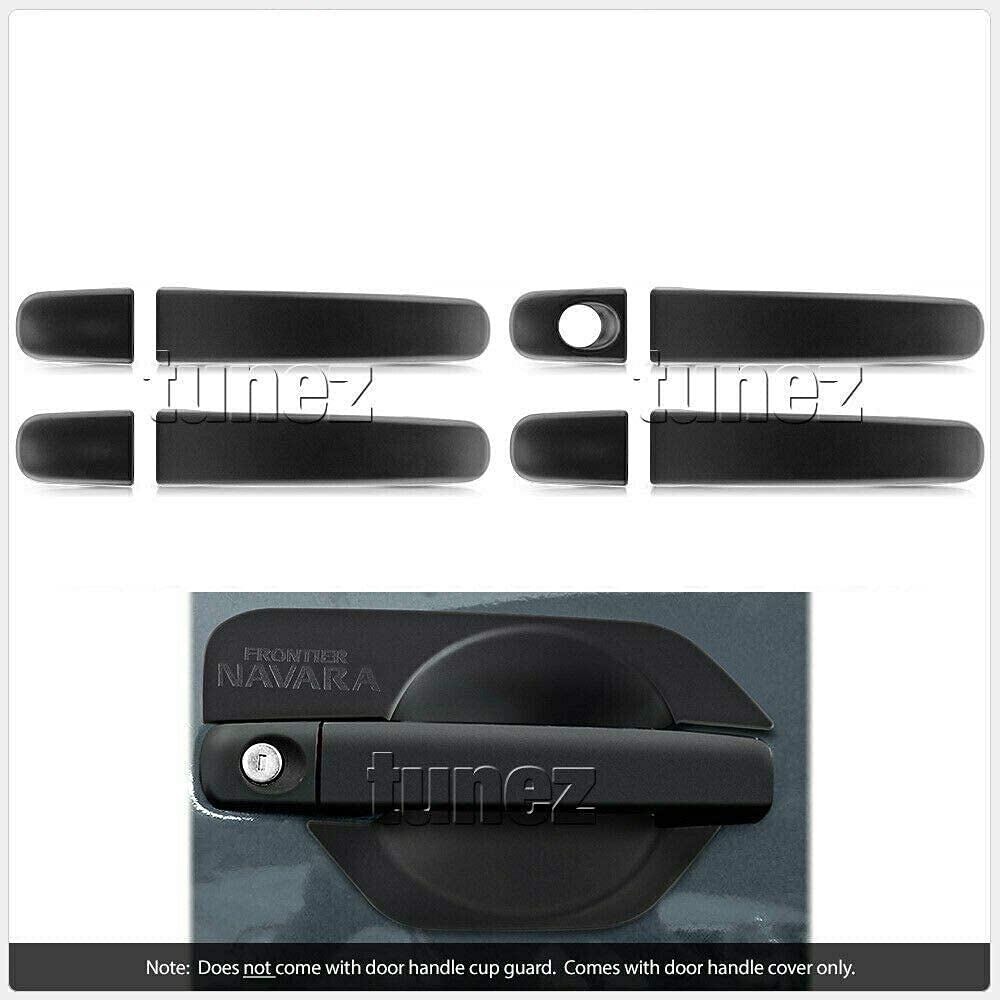 tunez® Door Handle Cover Guard Trims Matt Black Compatible with Navara D40 Year 2005-2015 (Remote Key Door Handle)