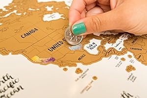 Image of JetsetterMaps Scratch Your Travels Map Watercolor World w/USA, Canadian &amp; Australian State Outlines (30x20in)