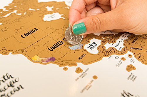 JetsetterMaps Scratch Your Travels Map Watercolor World w/USA,
Canadian & Australian State Outlines (30x20in)