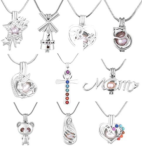 10 Pieces White Gold Plated Pearl Bead Cages Pendants for Jewelry Making/Essential Oil Scent Diffuser Locket Pendants