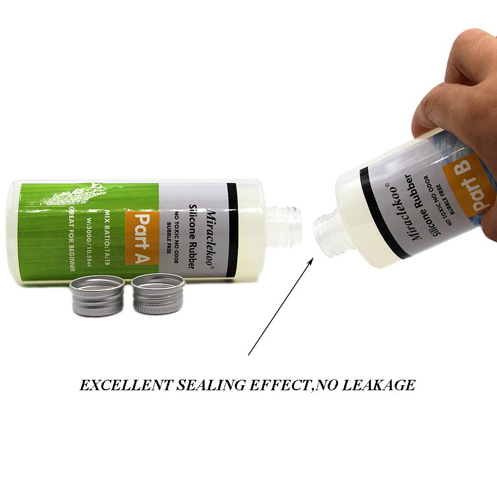 Miraclekoo Silicone Mold Making Kit Liquid Silicone Rubber 15A Platinum Silicone Translucent Mold Making Silicone for Resin Molds, Resin Casting, Silicone Molds (21.16 oz)