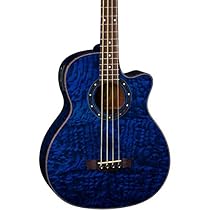 Dean EQABA TBL Exotica Quilt Ash Acoustic/Electric Bass Guitar with Aphex, Trans Blue
