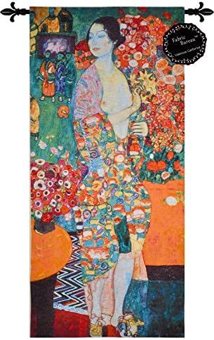 Fabric Bureau Beautiful Gustav Klimt The Dancer 27" X 57" Flower Fine Tapestry Jacquard Woven Wall Hanging Art Decor