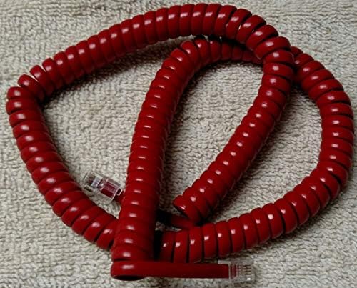 Red Medium Length Generic Handset Phone Cord NOT Compatible with Crosley or Retro Fits Most Landline Phones Spring Spiral Telephone Receiver Wire Cable Curly Coil RJ9 12' Ft Cherry by DIY-BizPhones