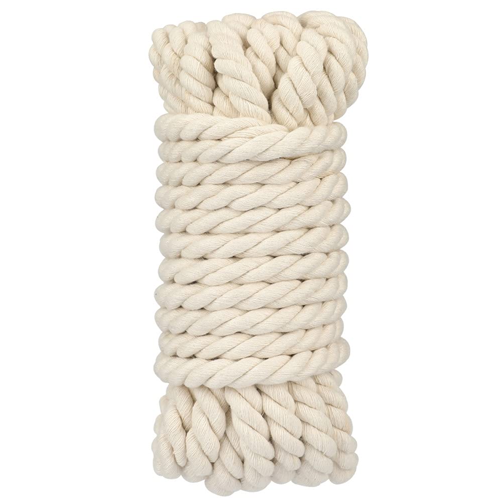 jijAcraft 14MM Thick Cotton Rope, 10M White Noose Soft Rope, Macrame Cord for Wall Hanging, Garden Plant Hanger, Knitting, Home DIY Crafting Decoration