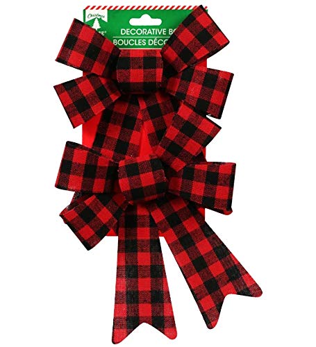 GBI Christmas House Red and Black Buffalo Plaid Bows (Set of 2)