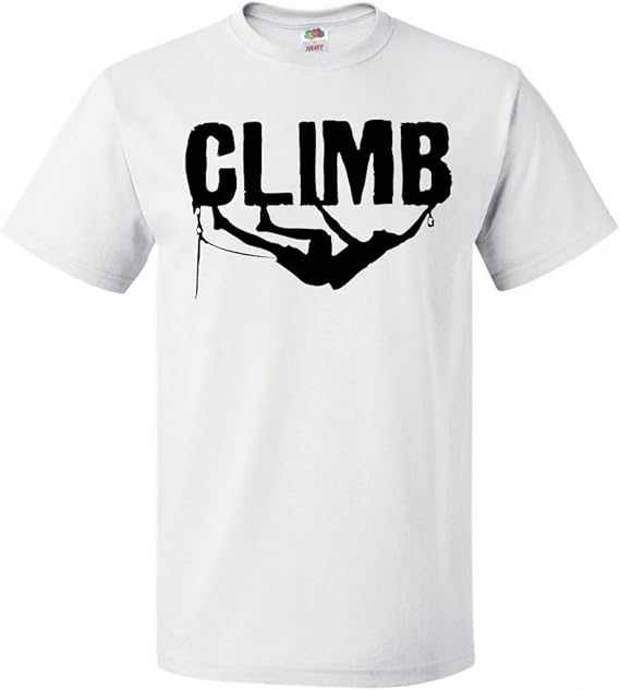 Mens Climb Rock Climbing Outdoors Climber Graphic White T Shirt: Amazon
