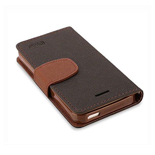 iPhone 5 Case, IPHOX [Cross Pattern Series][Black/Brown] Wallet Case ID Credit Card Cash Slots Premium PU Leather Case with Stand Flip Cover Protector for Apple iPhone 5s & iPhone 5SE--BK/BR - Thumbnail 5