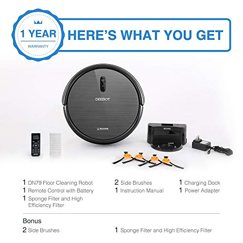 ECOVACS DEEBOT N79 Robotic Vacuum Cleaner with Strong Suction, for Low-pile Carpet, Hard floor, Wi-Fi Connected (Renewed) ...