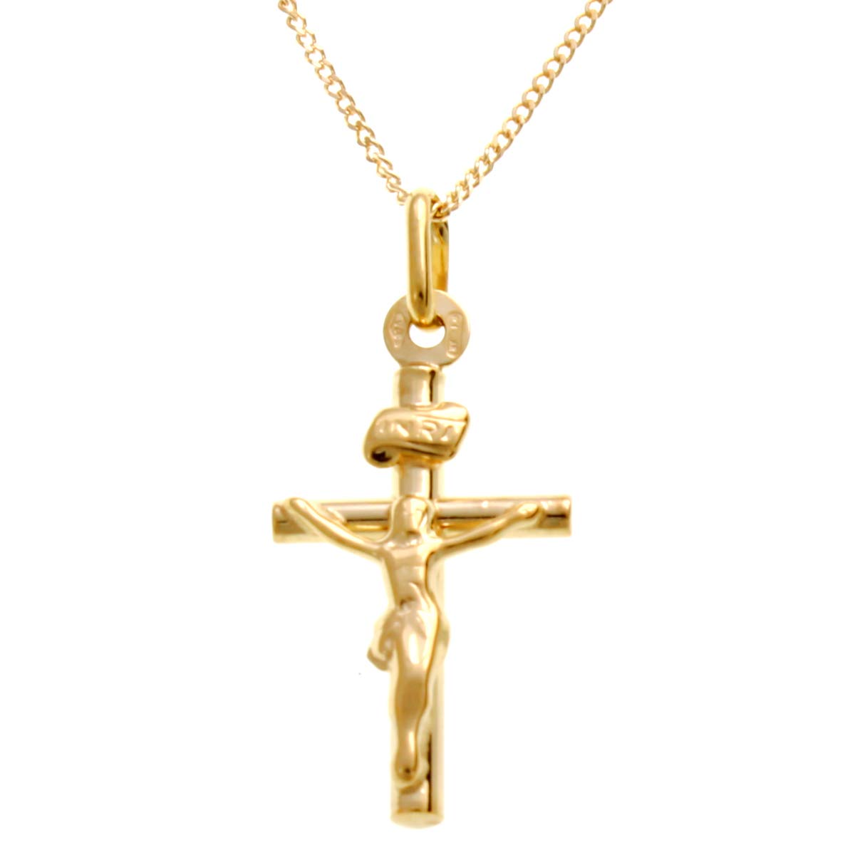 Alexander Castle Solid 9ct Gold Crucifix Necklace for Women - Cross Necklace Pendant with 18" 9ct Gold Chain & Jewellery Gift Box - 20mm x 14mm