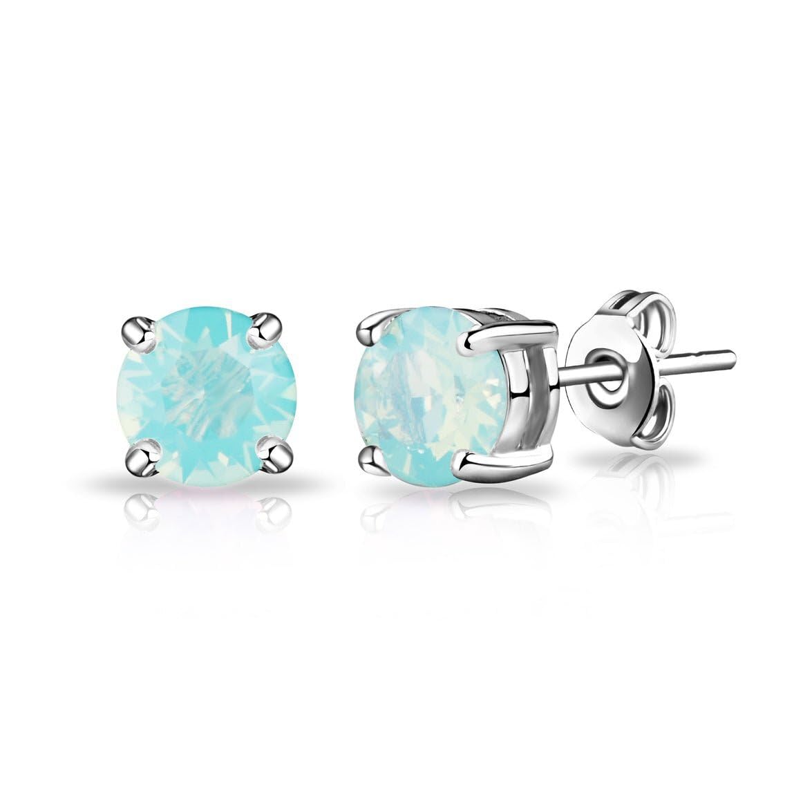 Philip Jones Pacific Green Opal Earrings Created with Zircondia® Crystals