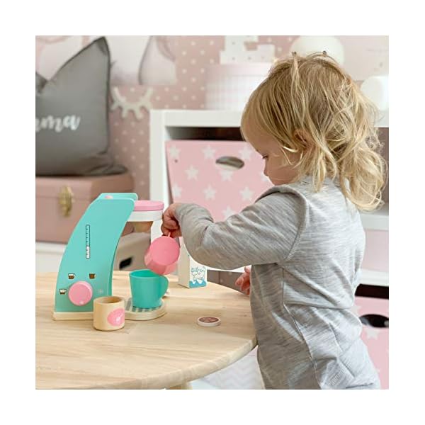 Tiny Land Kinderküche Brew & Serve Kaffeemaschinen-Set aus Holz - Spielen Sie Küchenzubehör, ermutigen Sie… – Bild 6