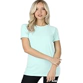 Zenana Outfitters Women's Long Basic Cap Sleeve Crew Neck T-Shirt