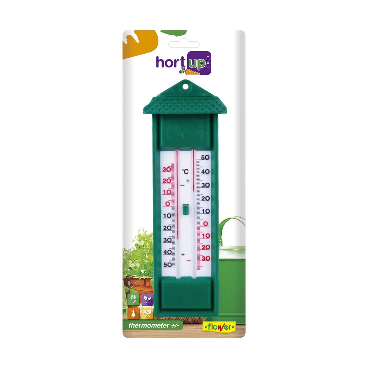 Flower - BioFlower Thermometer Maximum and Minimum Temperature Control Versatile Indoor and Outdoor Use, White, 12.00 x 2.00 x 30.00 cm, Plastic