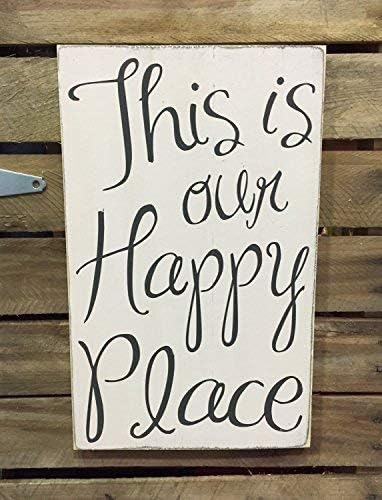 pmxkbzzr This is Our Happy Place Wall Art Wood Sign for Living Room Bedroom Decoration,Rustic Wood Signs for Home Decor