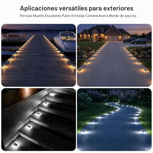 Lacasa Solar Lights LED Outdoor Garden Pack of 4, Waterproof Outdoor Solar Lamp for Garden, Path, Steps, Terrace, Driveway and Pool, LED 2 in 1 Warm White and Cool White