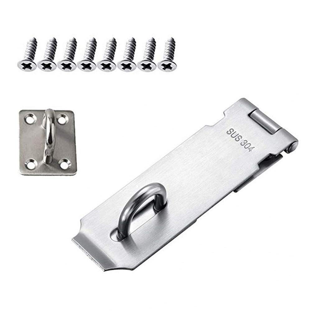 MUXItrade SUS304 Stainless Steel Hasp and Staple Lock Heavy Duty Padlock Clasp Shed Latch Door Lock 4-Inch