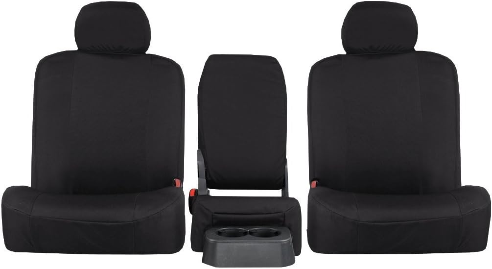 Third Row SEAT: ShearComfort Custom Atomic Pro-Tect Seat Covers for GMC Yukon (2000-2006) in Black for 50/50 Split Back and Bottom w/Adjustable Headrests and Seatbelts in Backrest