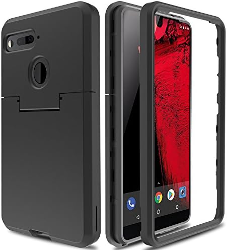 Essential Phone Case, Essential PH-1 Case Skin, AMENQ 3 IN 1 Heavy Duty Protection and Friendly 360 Degree Camera with Precise Cutout Synetic-TPU Bumper Armor Cover for Essential (Black)