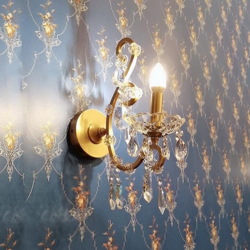 SHINELIGHTAN Brass Branch Crystal Sconce