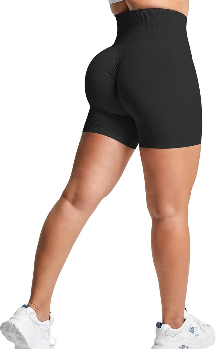 YEOREO Women Seamless Scrunch Workout Shorts High Waisted Booty Lifting Gym  Yoga Shorts Black XS at Amazon Women's Clothing store