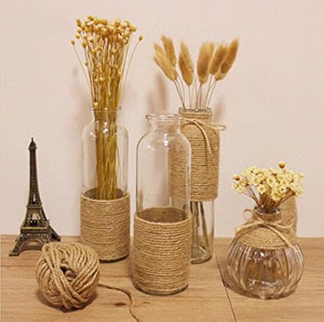 Big Bazaar Bazaar Zakka Hemp Rope Glass Vase Flower Bottle