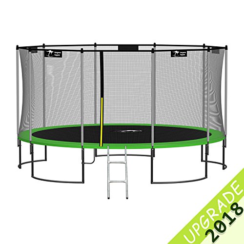 image for Kangaroo Hoppers 15-Feet Round Trampoline with Safety Net Enclosure, S