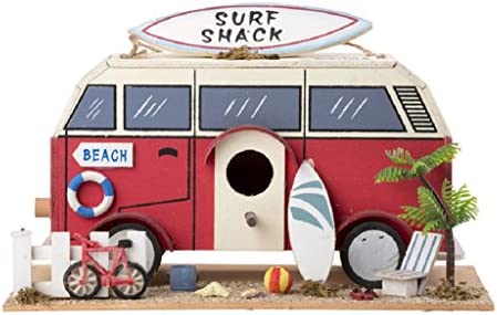 Bird House Caravan Camper Van Bus With Surf Board Nest Bird Feeder