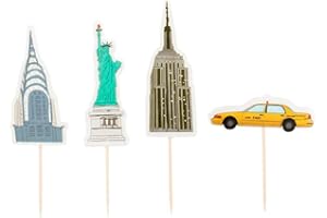Flairs New York Happy Birthday Decorations Cup Cake Toppers Party Props (Pack of 24 Cup Cake Toppers, New York City Theme)