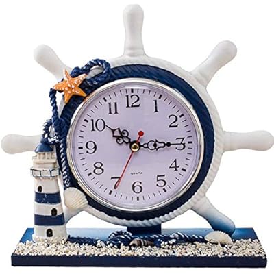 Wooden Rudder Clock, Mediterranean Style Table Clock, Marine Theme Decoration Desk Clock, Beach Nautical Ship Wheel… 51aZ9GyltVL. SS400